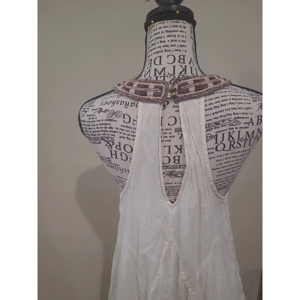 Free People Boho festival women SZ S flowy Cream Mini Dress Lace lining detail